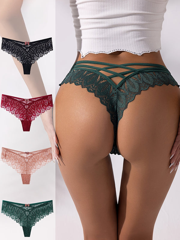 4 peças de tangas de renda Paisley sem costura