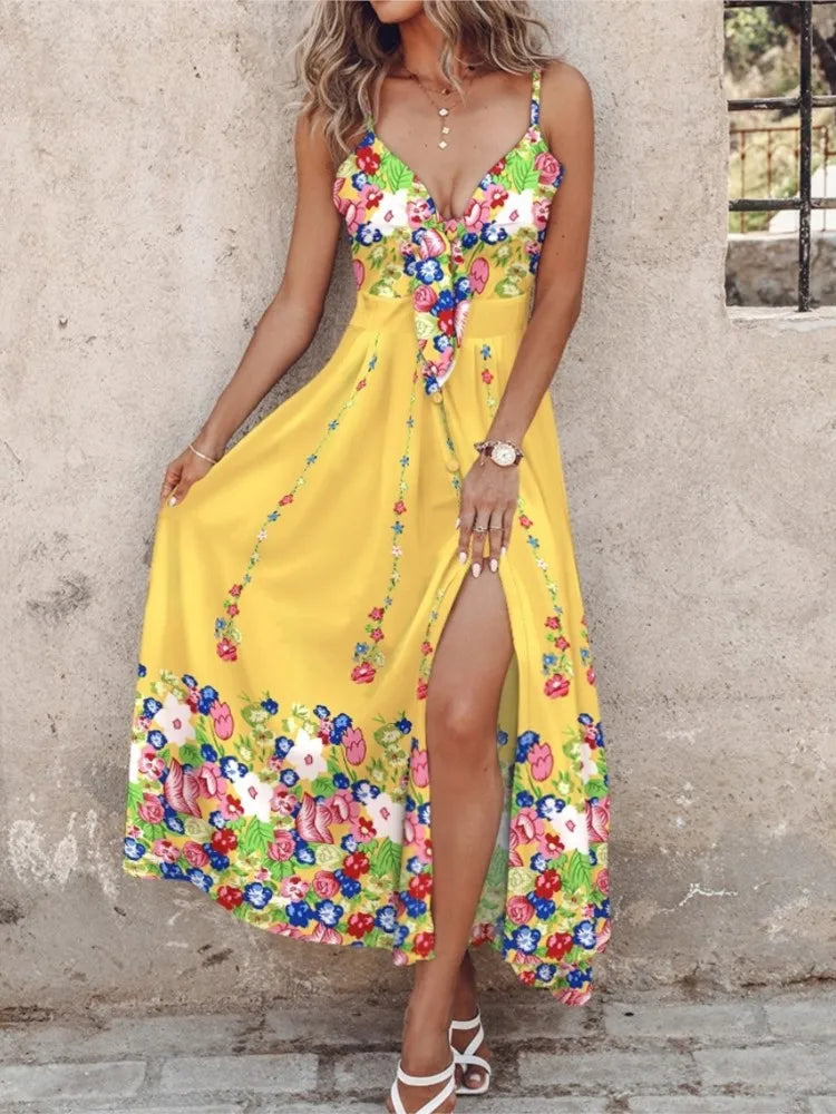 floral vestido longo para mulheres