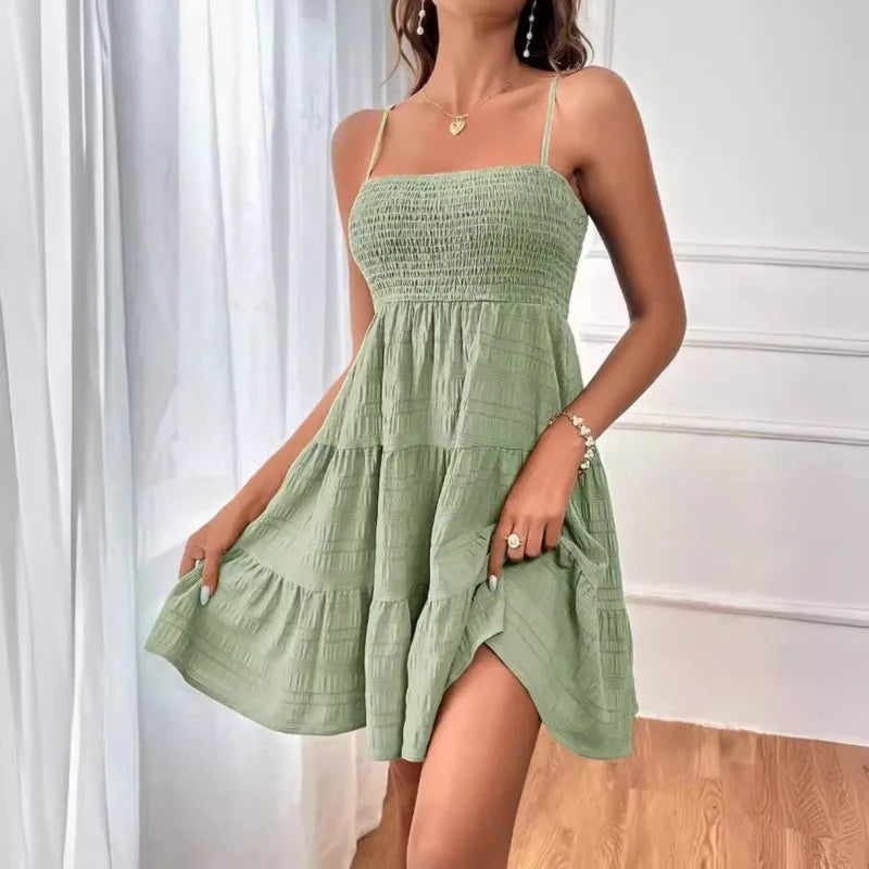 Vestido sem mangas Robe Femme Vestido