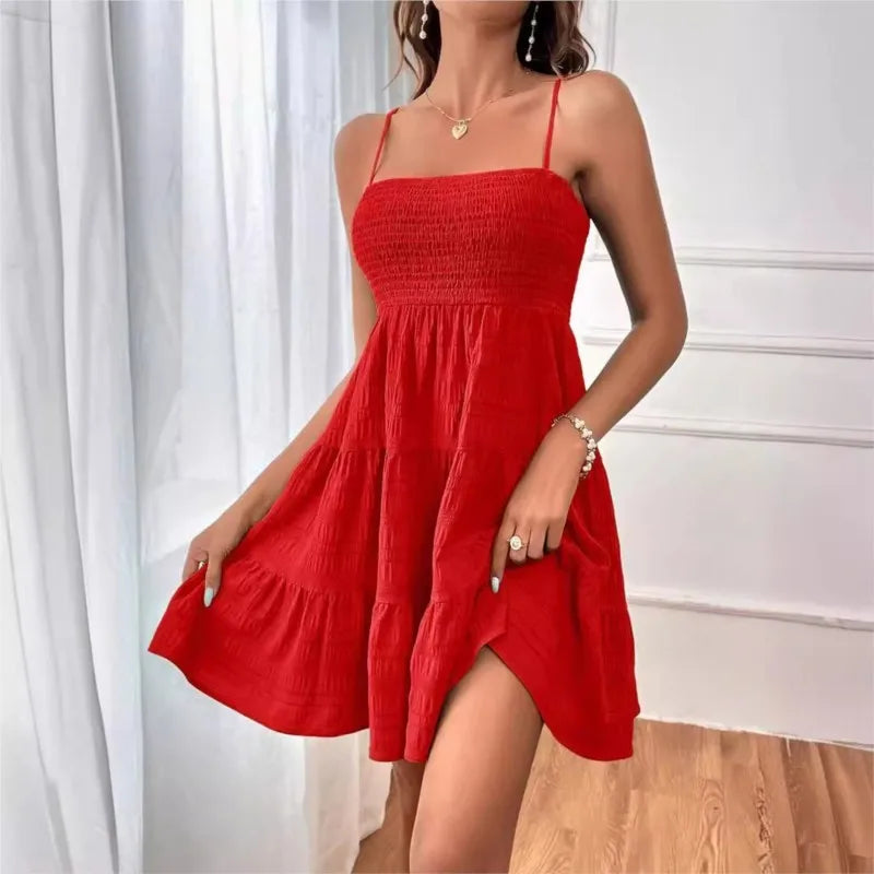 Vestido sem mangas Robe Femme Vestido